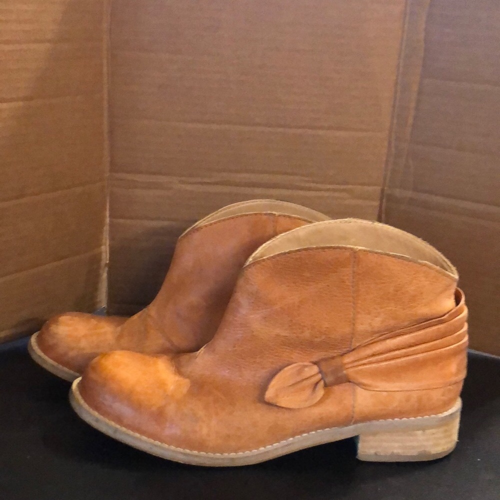 Albright Brown Leather Ankle Boots Size 6 B